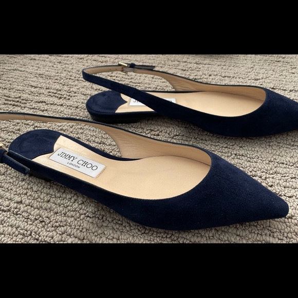 Brand new, navy suede, Jimmy Choo Erin flats. - Picture 9 of 11
